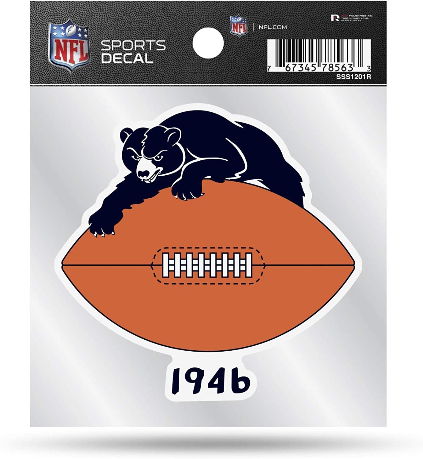 Chicago Bears 4x4 Inch Decal Sticker Retro Logo Design Clear Backing