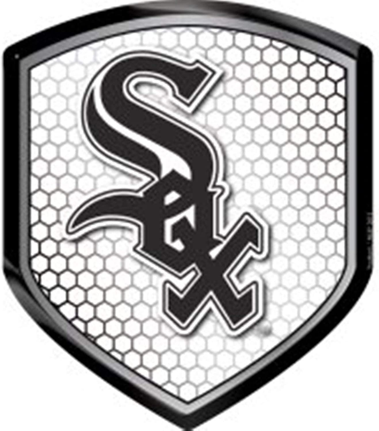 Chicago White Sox High Intensity Reflector, Shield Shape, Raised Decal Sticker, 2.5x3.5 Inch, Home or Auto, Full Adhesive Backing