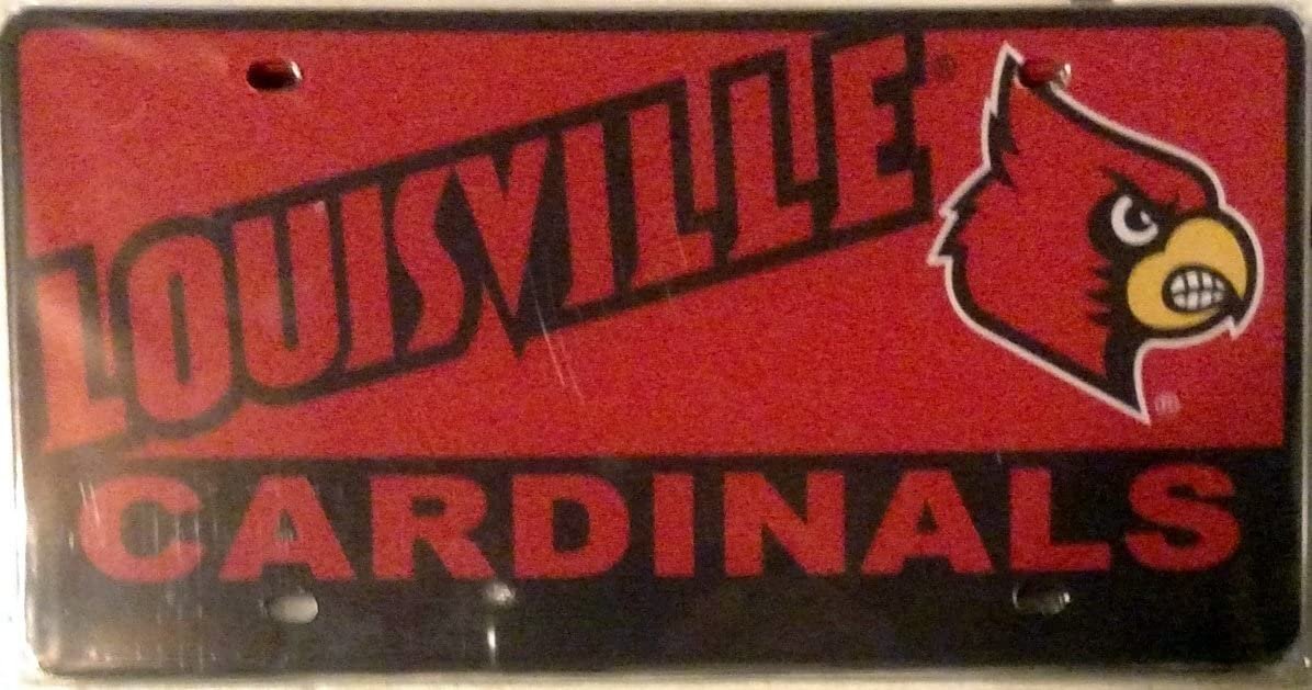 University of Louisville Cardinals Laser Tag License Plate, Mega Logo, Mirrored Acrylic, 6x12 Inch