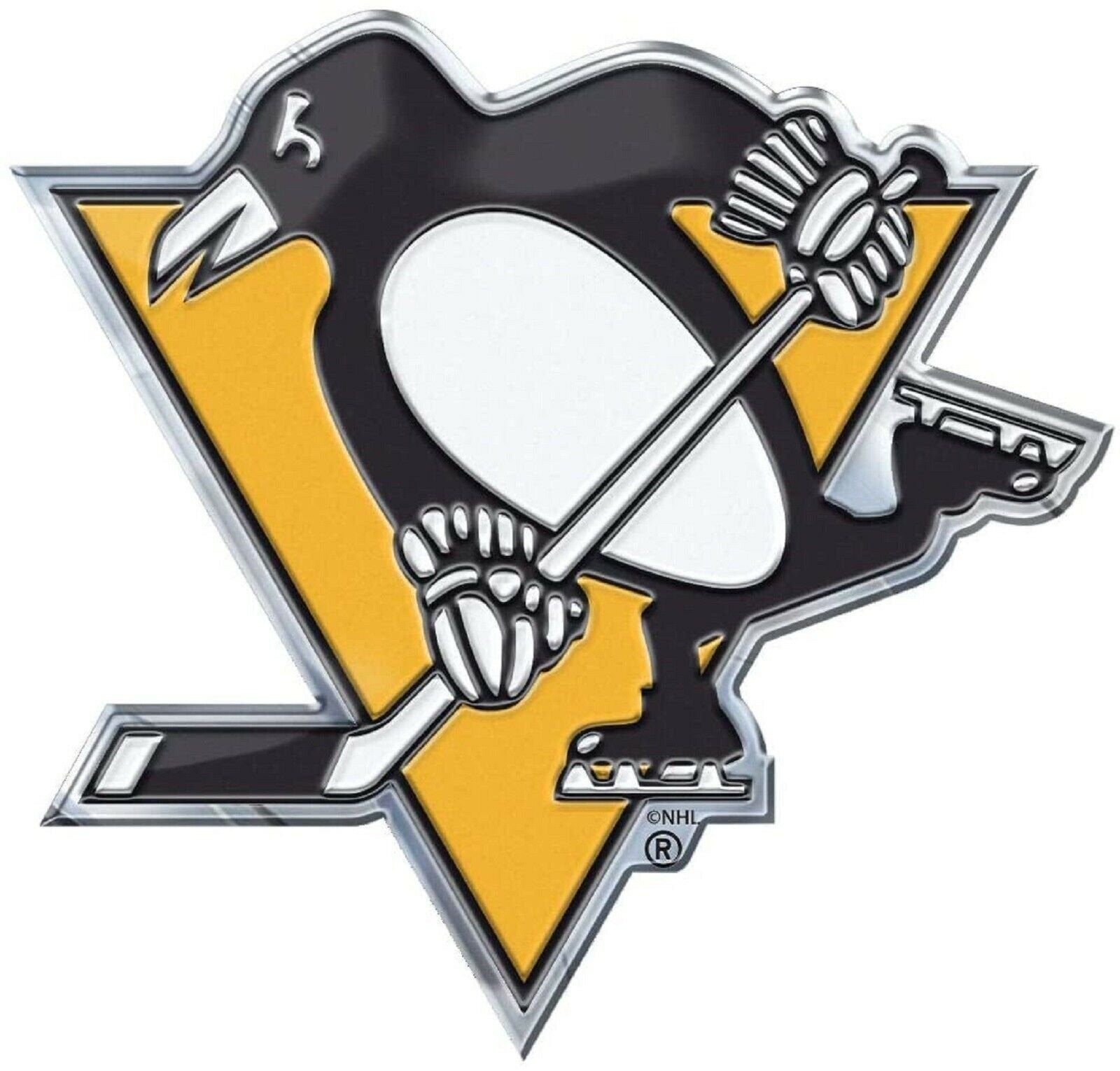 Pittsburgh Penguins Aluminum Metal Color Emblem Raised Die Cut Decal Hockey