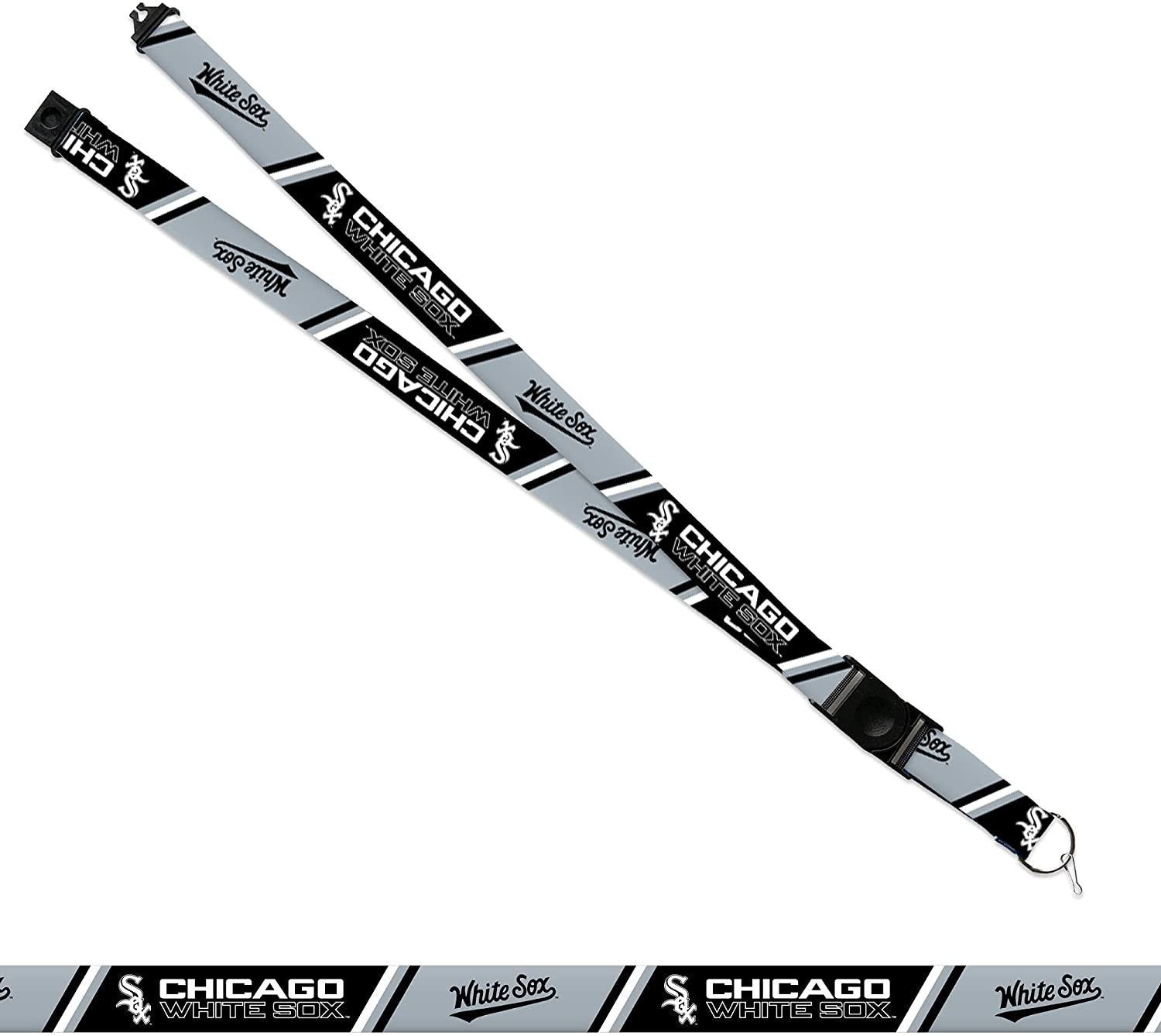 Chicago White Sox Lanyard Keychain Double Sided 18 Inch Button Clip Safety Breakaway