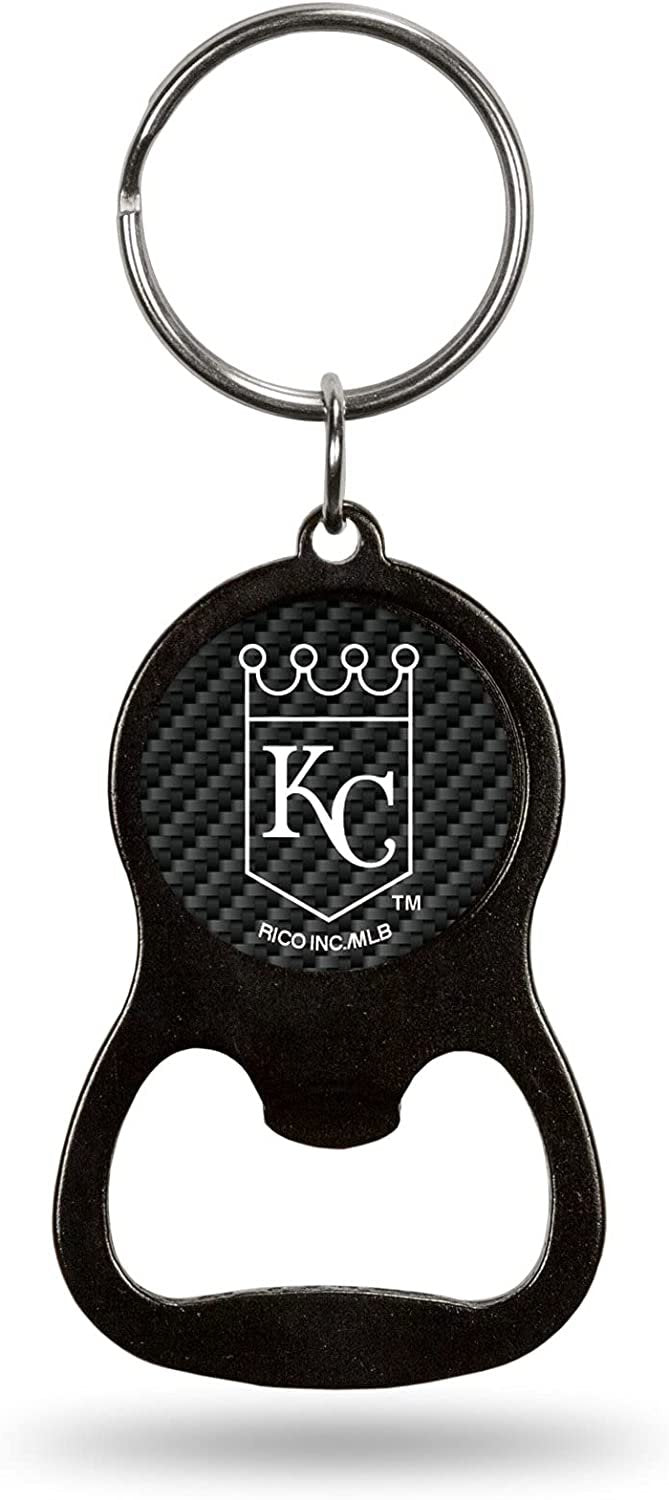 Kansas City Royals Keychain Bottle Opener Carbon Fiber Design Metal Baseball