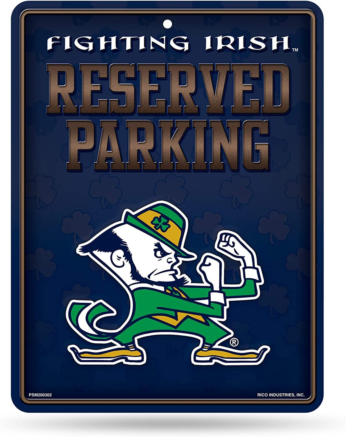 University of Notre Dame Fighting Irish 8-inch by 11-inch Metal Parking Sign Décor