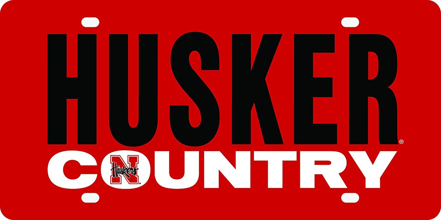 University of Nebraska Cornhuskers Laser Cut Tag License Plate, Country, Mirrored Acrylic Inlaid, 12x6 Inch