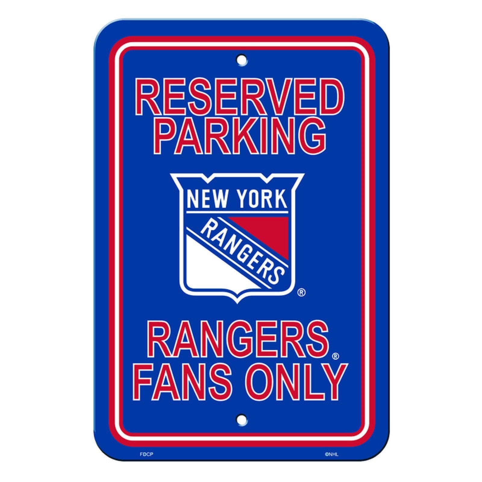 New York Rangers Reserved Plastic Parking Sign 12x18 Inch