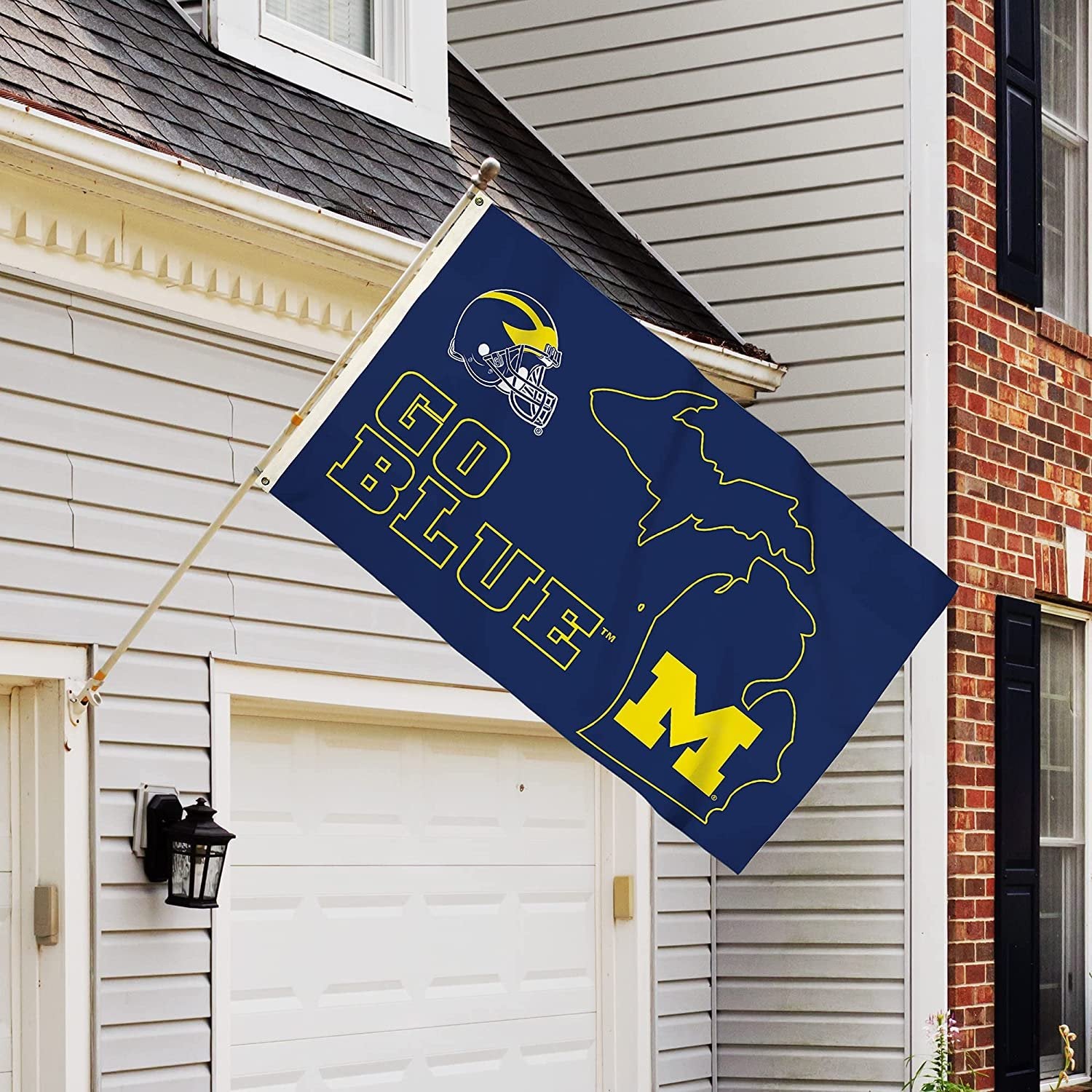 University of Michigan Wolverines Flag Banner, 3x5 Feet, Metal Grommets, State Outline Design