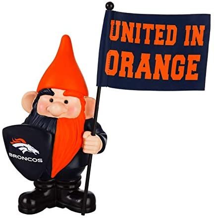 Denver Broncos 10 Inch Outdoor Garden Gnome, Includes Team Flag