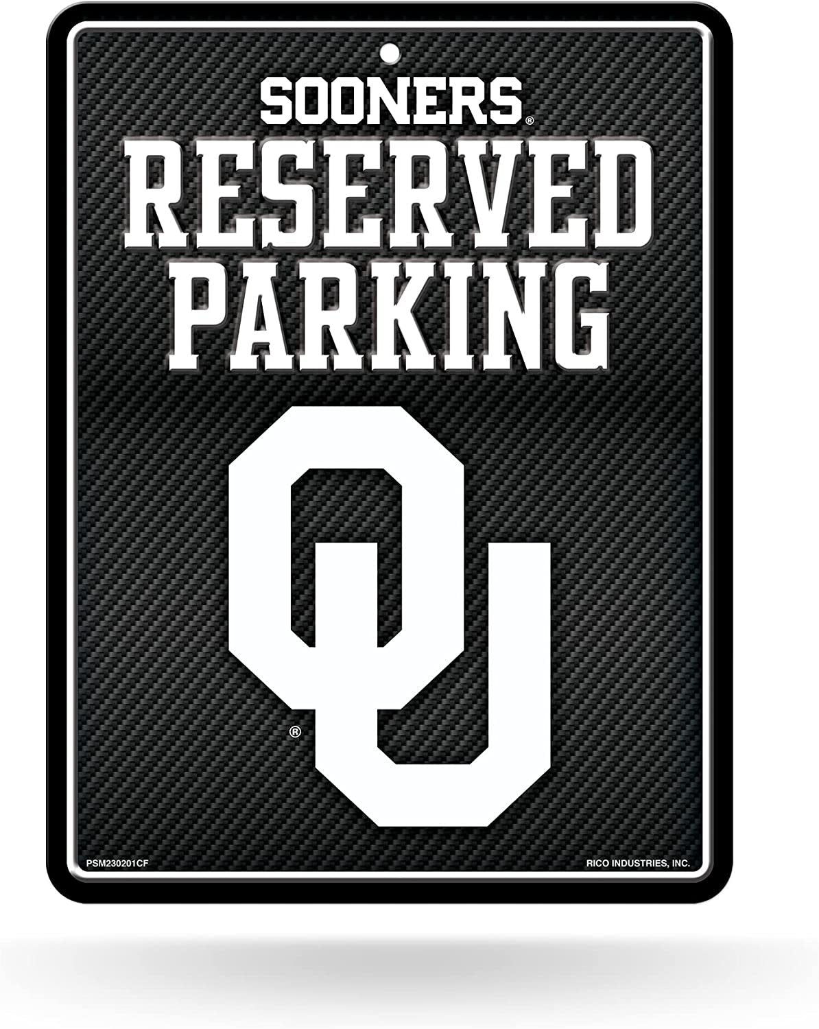 University of Oklahoma Sooners Metal Parking Novelty Wall Sign 8.5 x 11 Inch Carbon Fiber Design