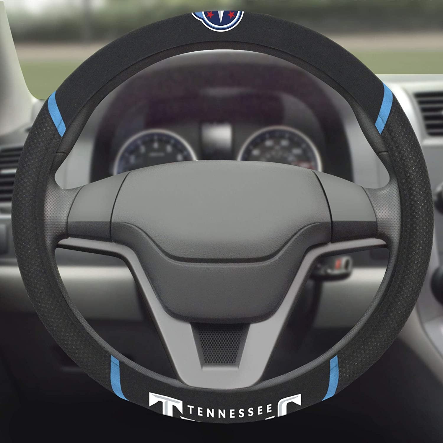 Tennessee Titans Premium 15 Inch Black Emroidered Steering Wheel Cover