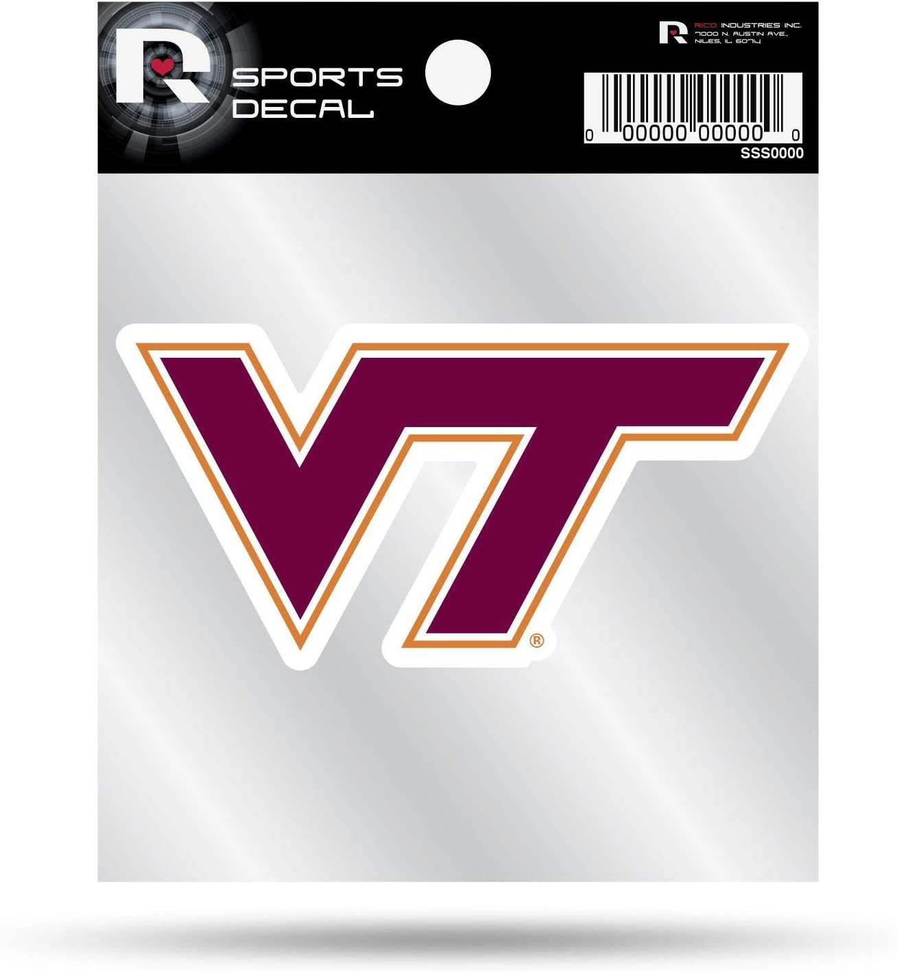 Virginia Tech University Hokies 4x4 Inch Die Cut Decal Sticker, Primary Logo, Clear Backing