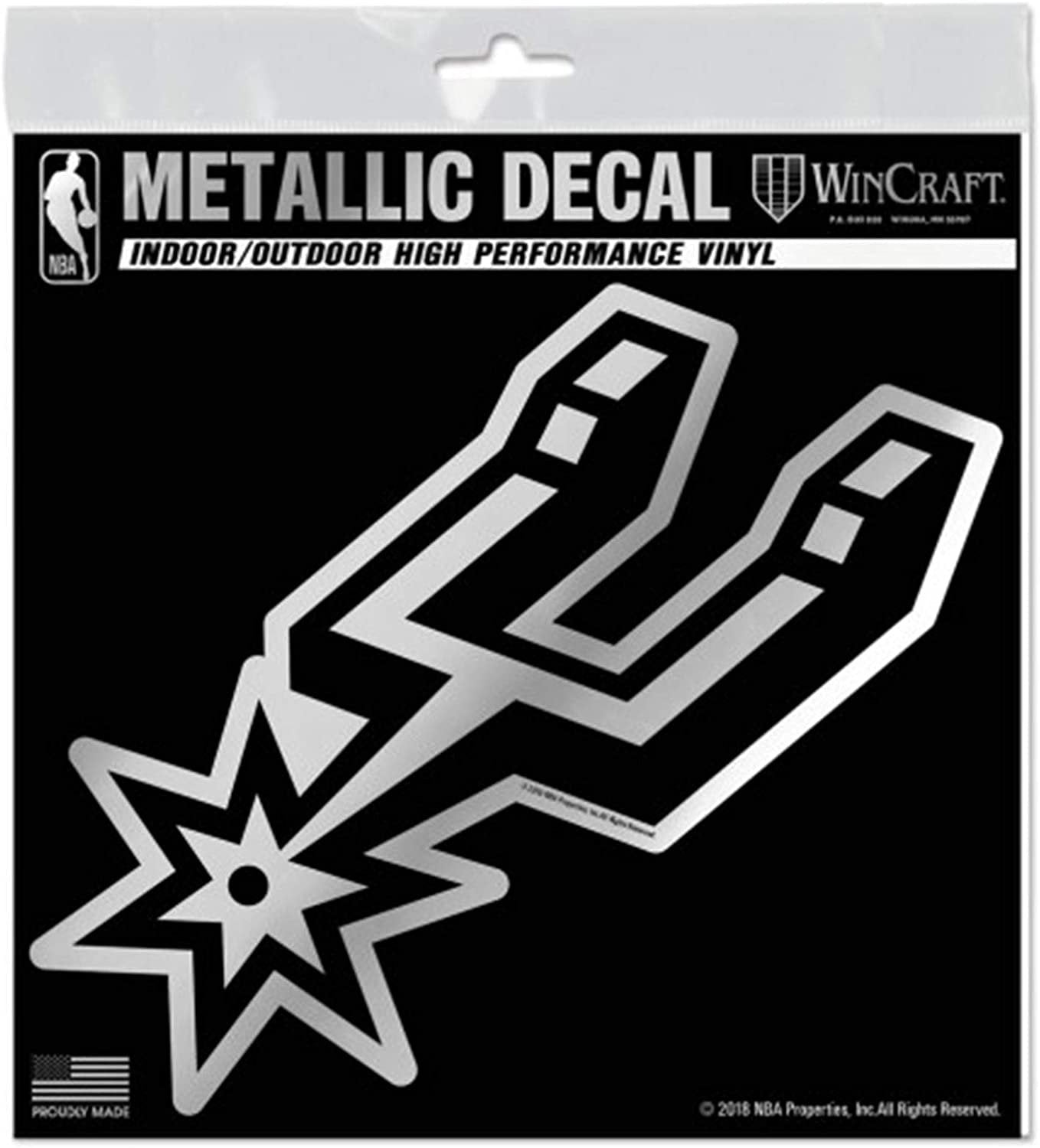 San Antonio Spurs 6 Inch Decal Sticker, Metallic Chrome Shimmer Design