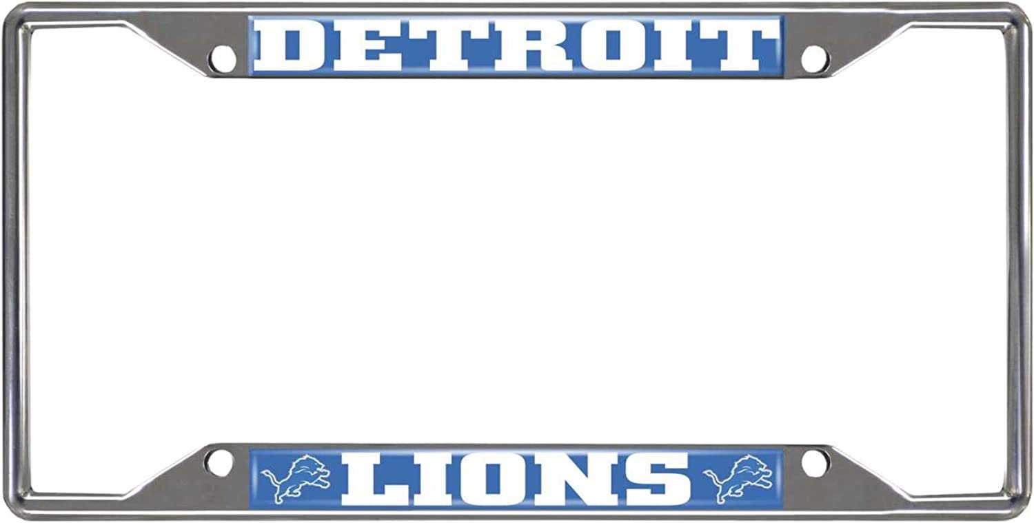 Detroit Lions Metal License Plate Frame Chrome Tag Cover 6x12 Inch
