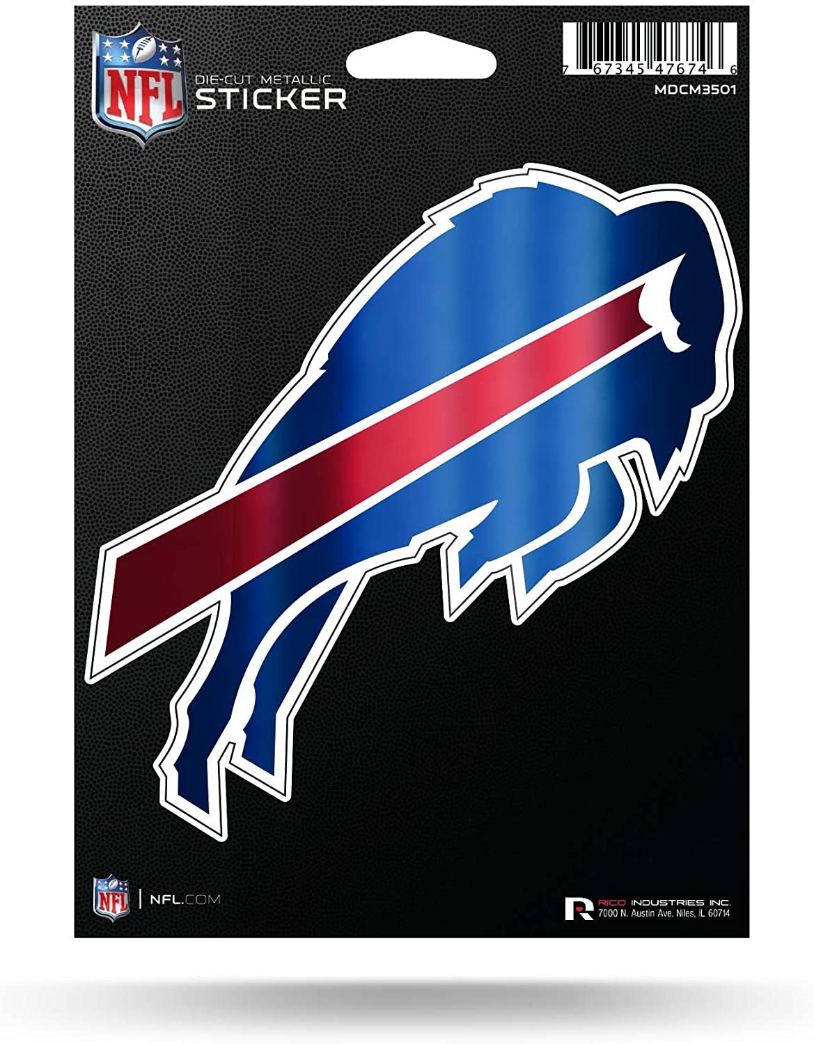 Buffalo Bills 5 Inch Die Cut Decal Sticker, Metallic Shimmer Design, Full Adhesive Backing