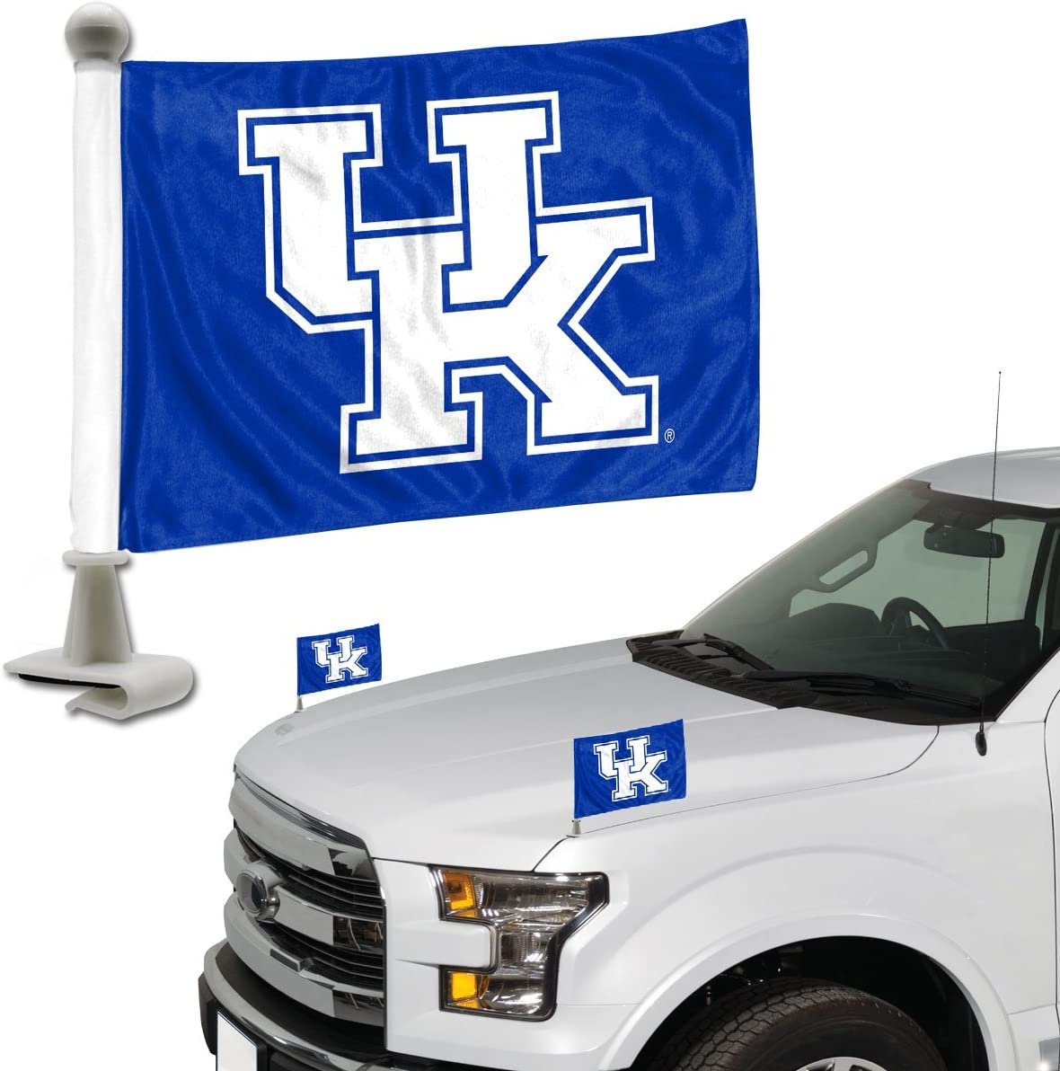 University of Kentucky Wildcats Car Flag Set Ambassador Style 4x6 Inch Set of 2 Team Color