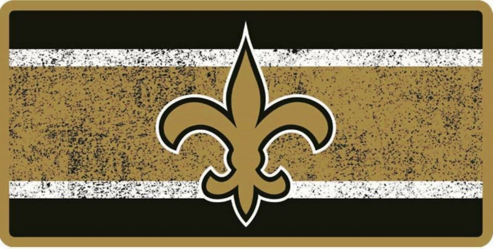 New Orleans Saints Premium Laser Cut Tag License Plate, Vintage Style, Mirrored Inlaid Acrylic, 12x6 Inch