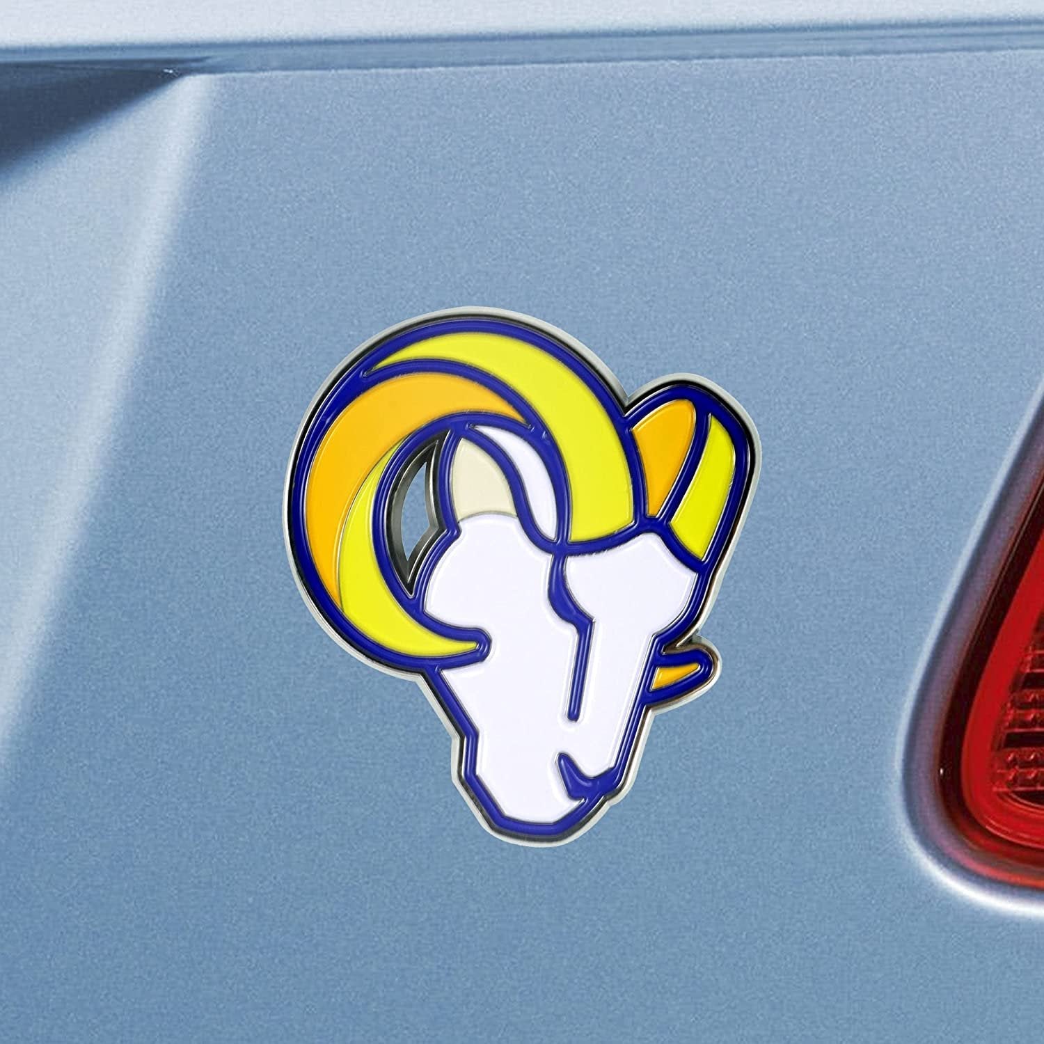 Los Angeles Rams Premium Solid Metal Color Raised Auto Emblem Shape Cut Adhesive Backing