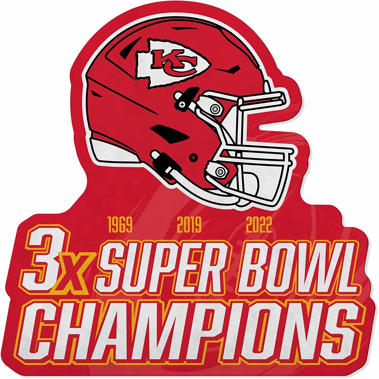 Kansas City Chiefs 3 Time Super Bowl Champions Shape Cut Pennant 18 Inch Soft Felt EZ to Hang