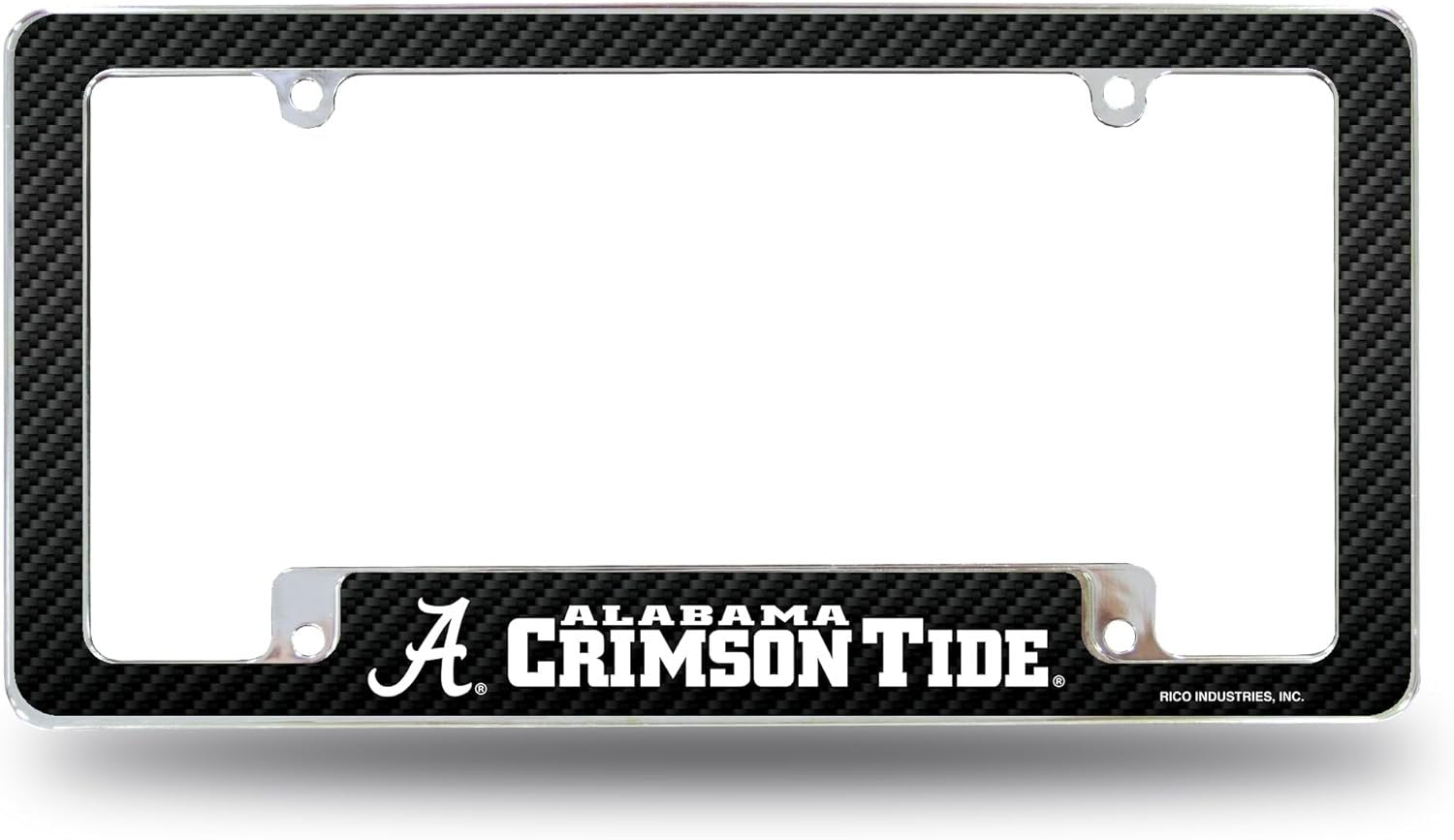 University of Alabama Crimson Tide Metal License Plate Frame Chrome Tag Cover 12x6 Inch Carbon Fiber Design