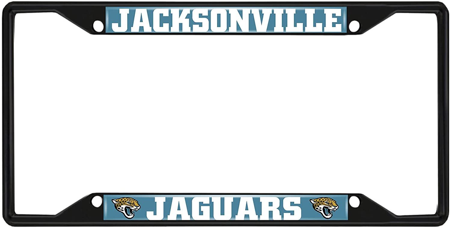 Jacksonville Jaguars Black Metal License Plate Frame Tag Cover, 6x12 Inch