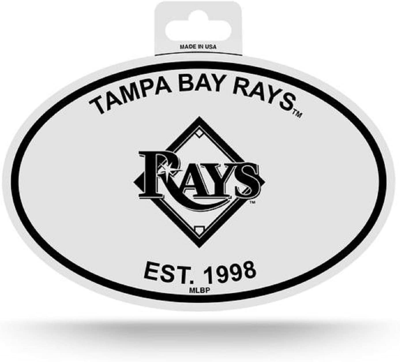 Tampa Bay Rays Black and White Team Logo Oval Sticker Decal, 3.75x5.75 Inch, Full Adhesive Backing