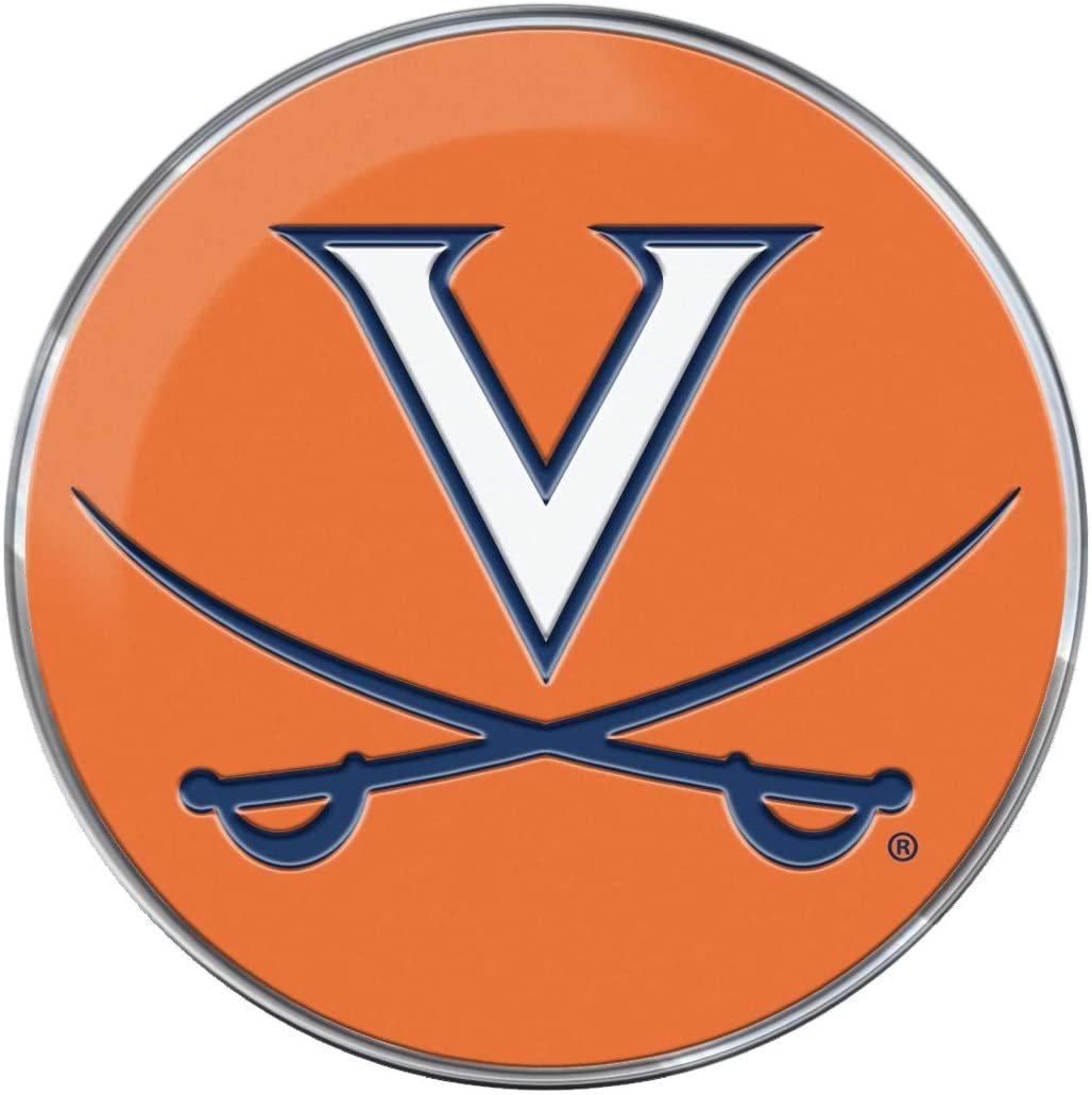 University of Virginia Cavaliers Premium Aluminum Metal Raised Auto Emblem, Alternate Logo, Color Embossed, Full Adhesive Backing