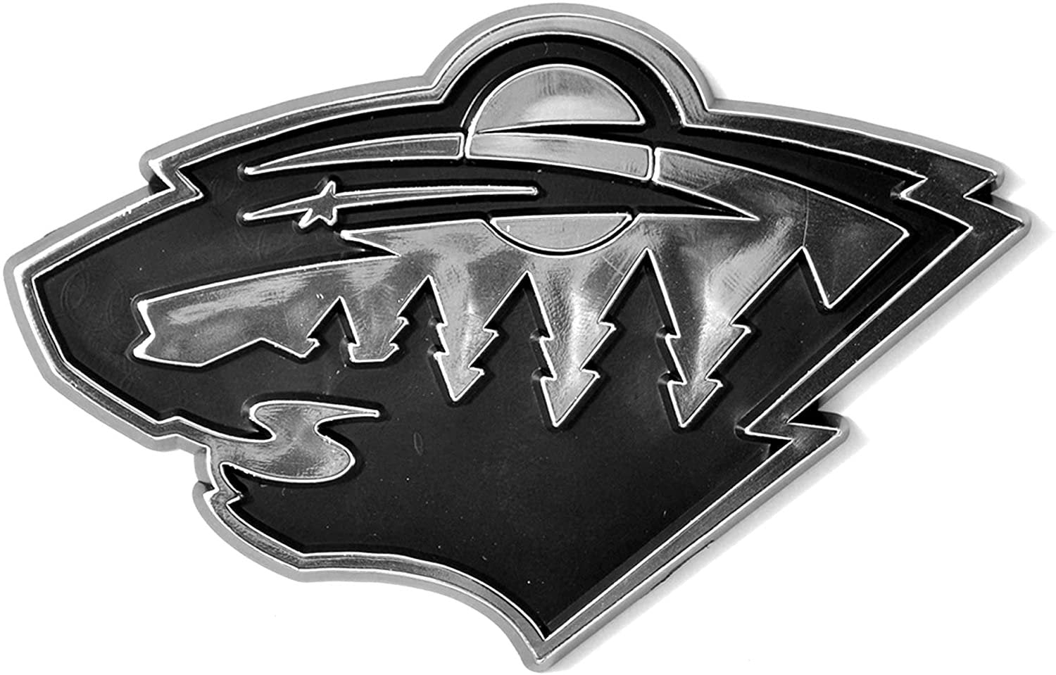 Minnesota Wild Silver Chrome Color Auto Emblem Molded Plastic Die Cut Adhesive Backing