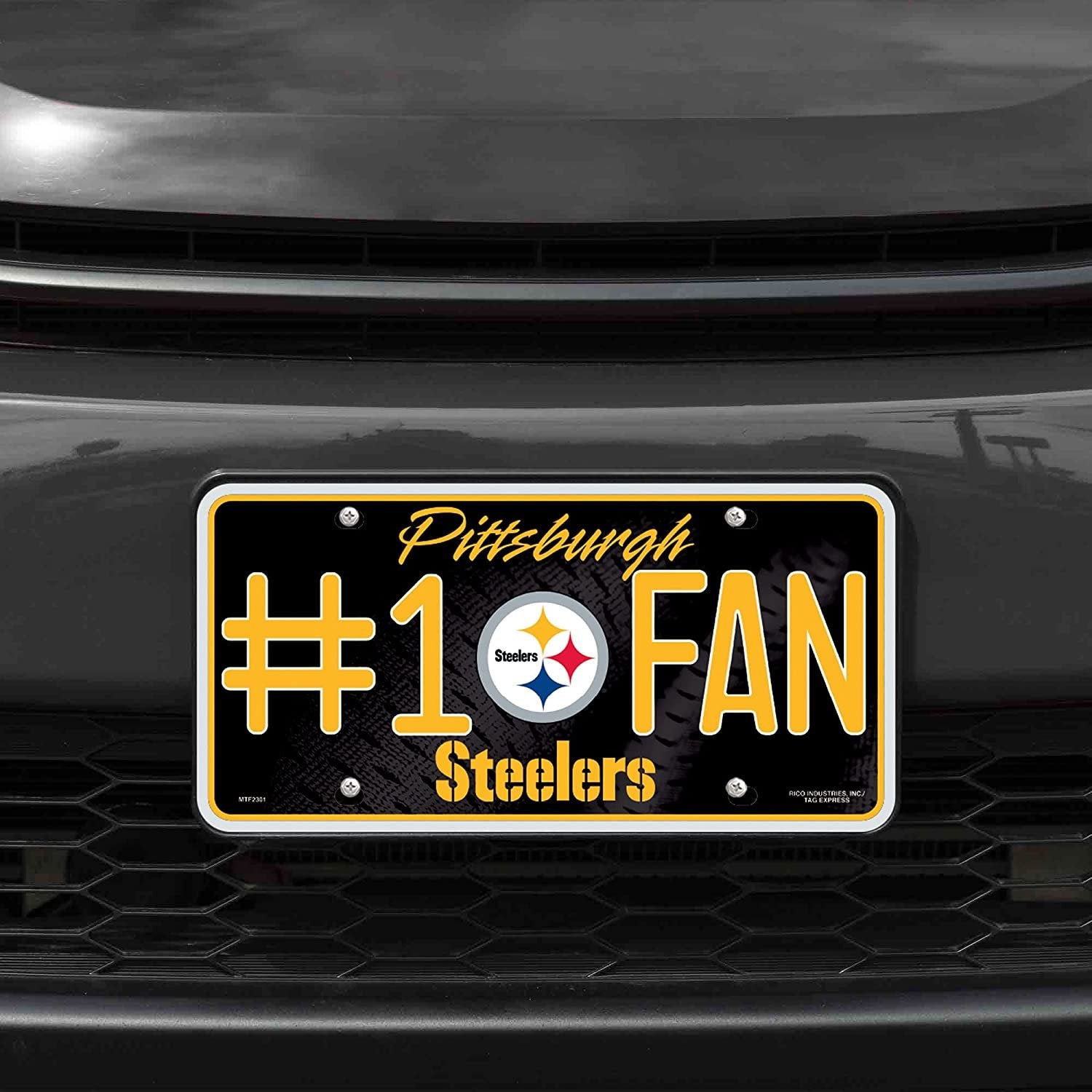 Pittsburgh Steelers Metal Auto Tag License Plate, #1 Fan Design, 12x6 Inch