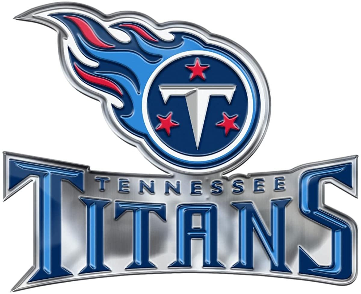 Tennessee Titans Embossed Color Auto Emblem, Raised Aluminum Metal, Full Adhesive Backing