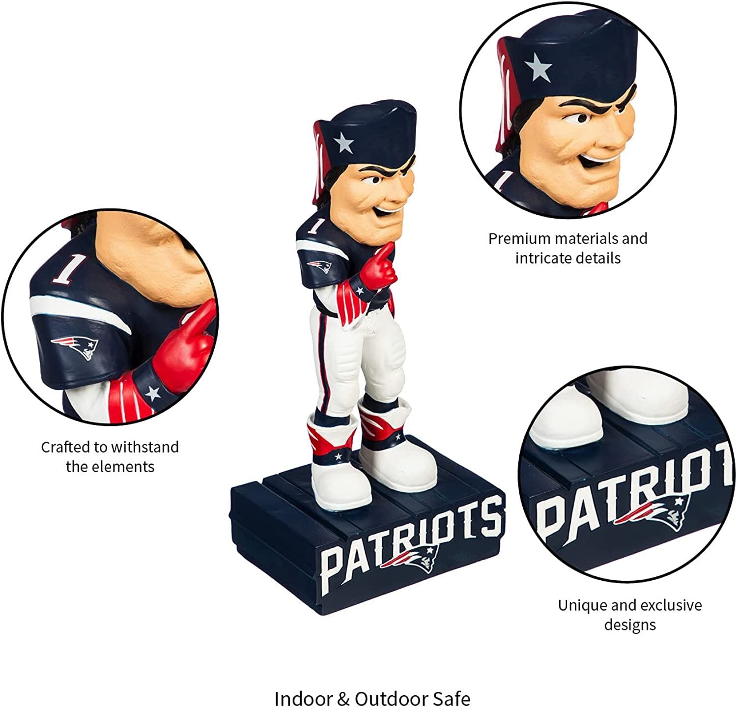 New England Patriots 12 Inch Mascot Tiki Totem Garden Statue Resin Outdoor Decoration