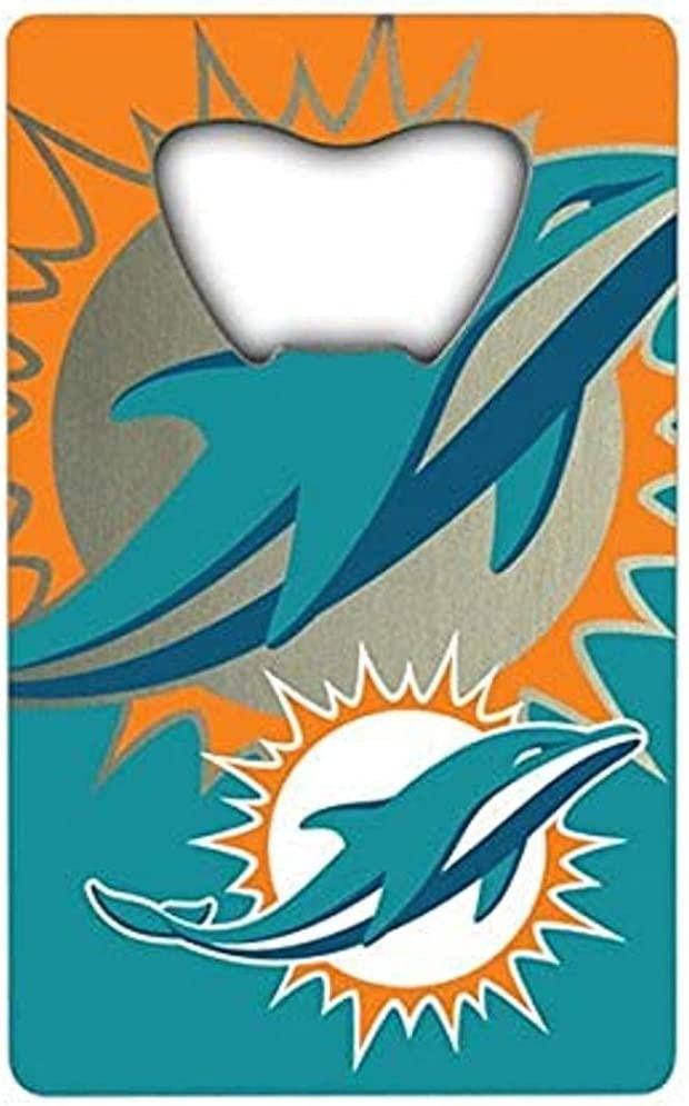Miami Dolphins Heavy Duty Metal Bottle Opener Credit Card Size 2 x 3.25 Inch