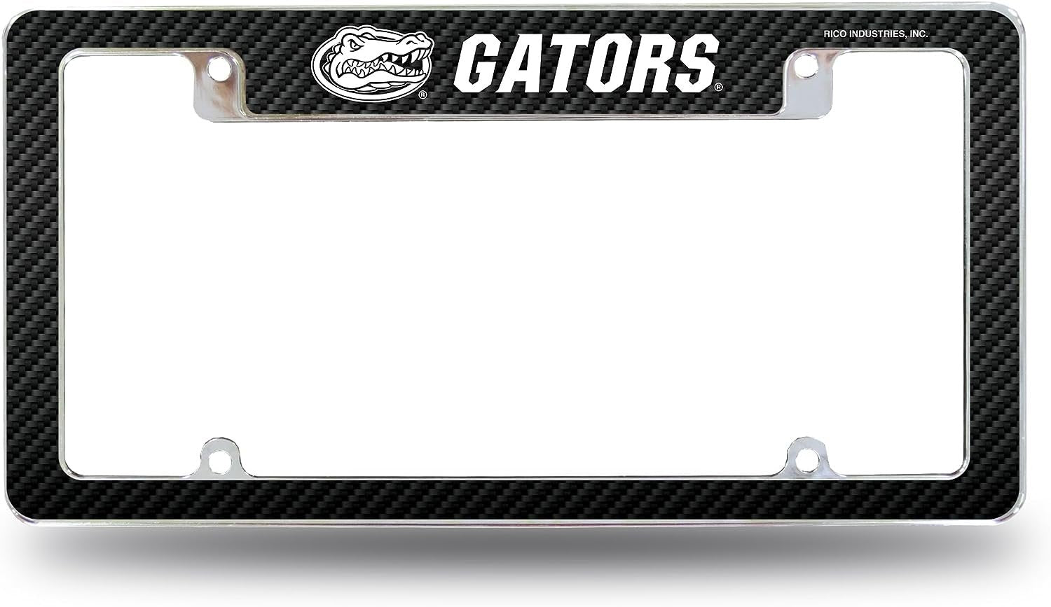 University of Florida Gators Metal License Plate Frame Chrome Tag Cover 12x6 Inch Carbon Fiber Design