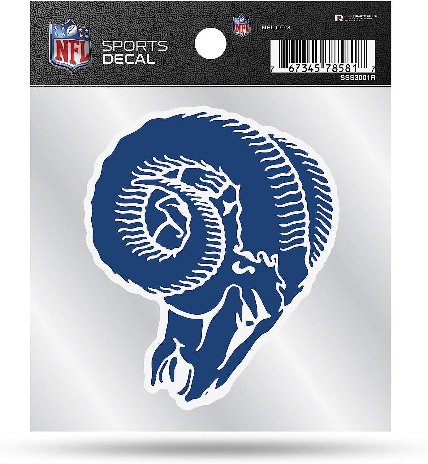 Los Angeles Rams 4x4 Inch Die Cut Decal Sticker, Retro Logo, Clear Backing