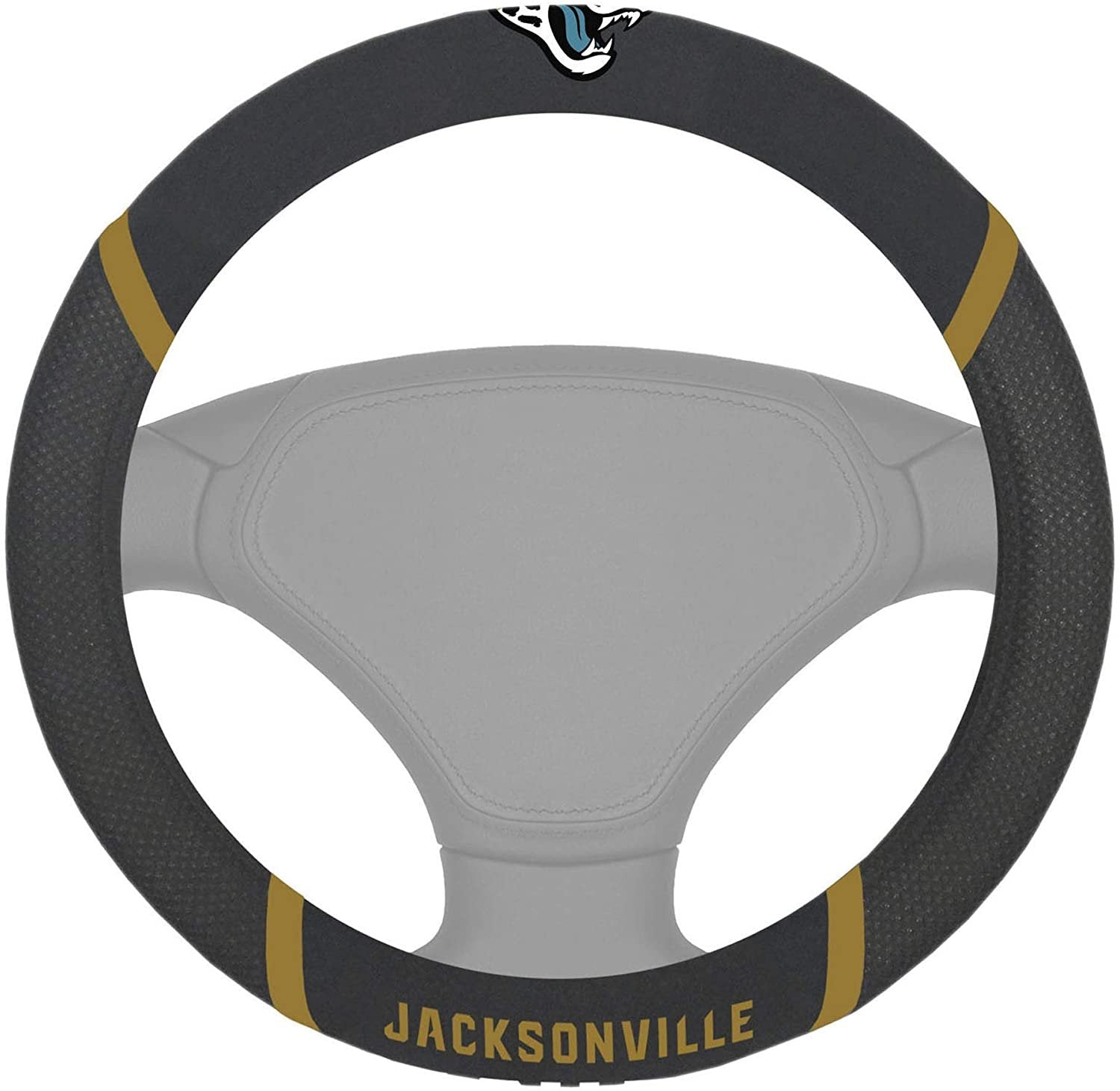 Jacksonville Jaguars Premium 15 Inch Black Emroidered Steering Wheel Cover