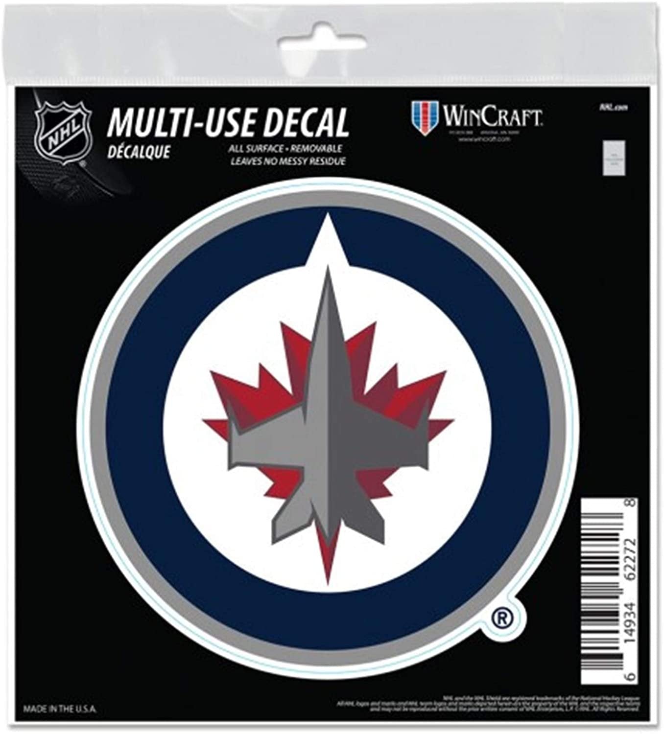 Winnipeg Jets 6 Inch Decal Sticker, Flat Vinyl, Die Cut, Primary Design, Full Adhesive Backing