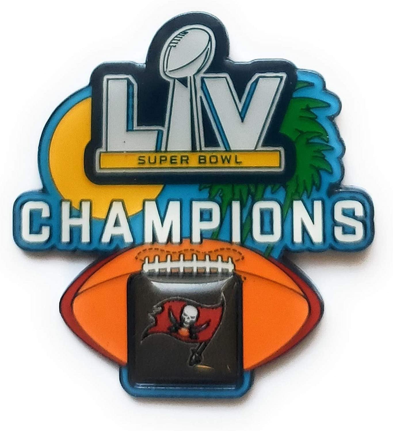 Tampa Bay Buccaneers Super Bowl LV Champions Metal Hat Lapel Pin Football Design Logo