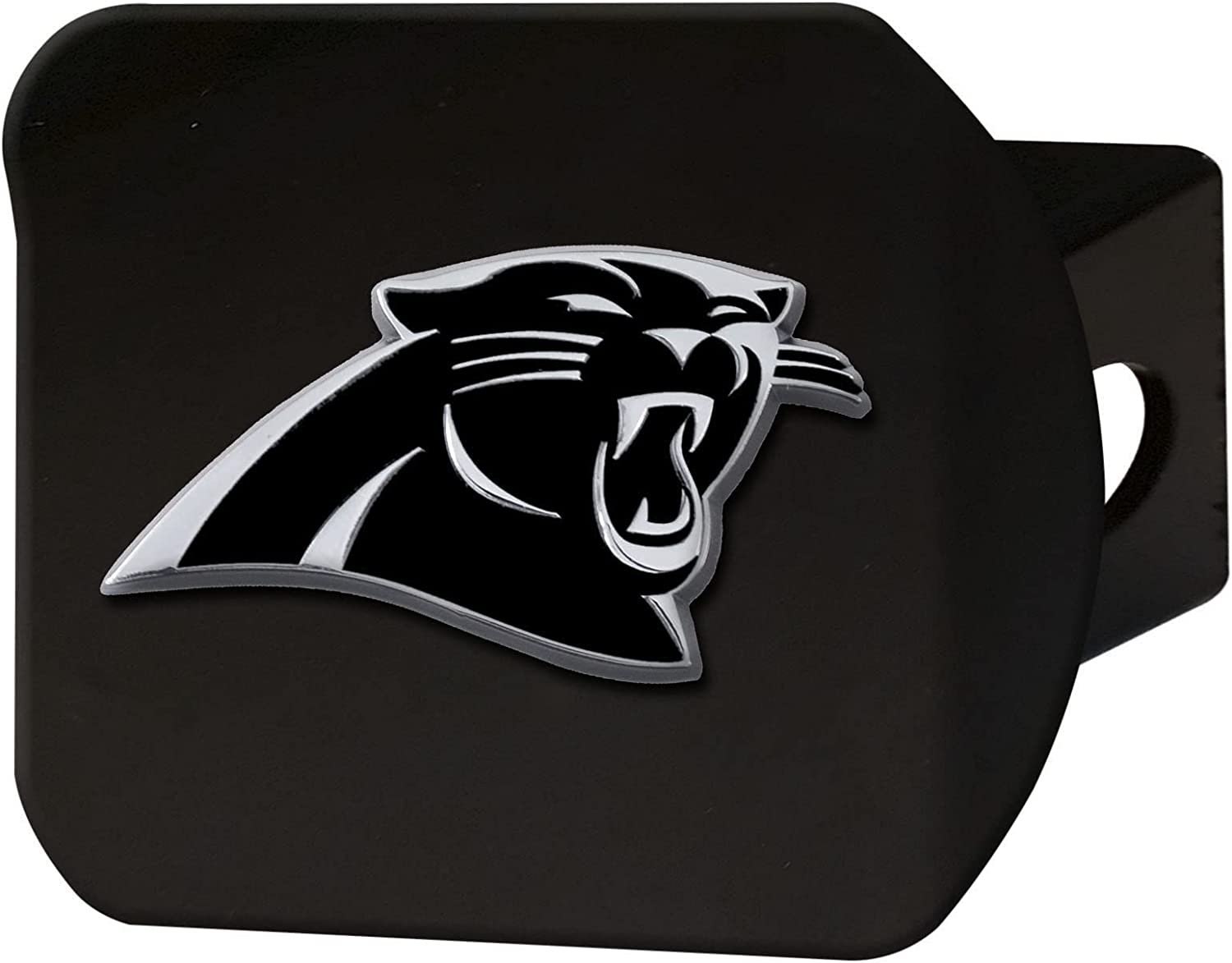 FANMATS 21500 NFL - Carolina Panthers Black 2" Square Type III Metal Hitch Cover with 3D Chrome Emblem,2" Square Type III Hitch Cover