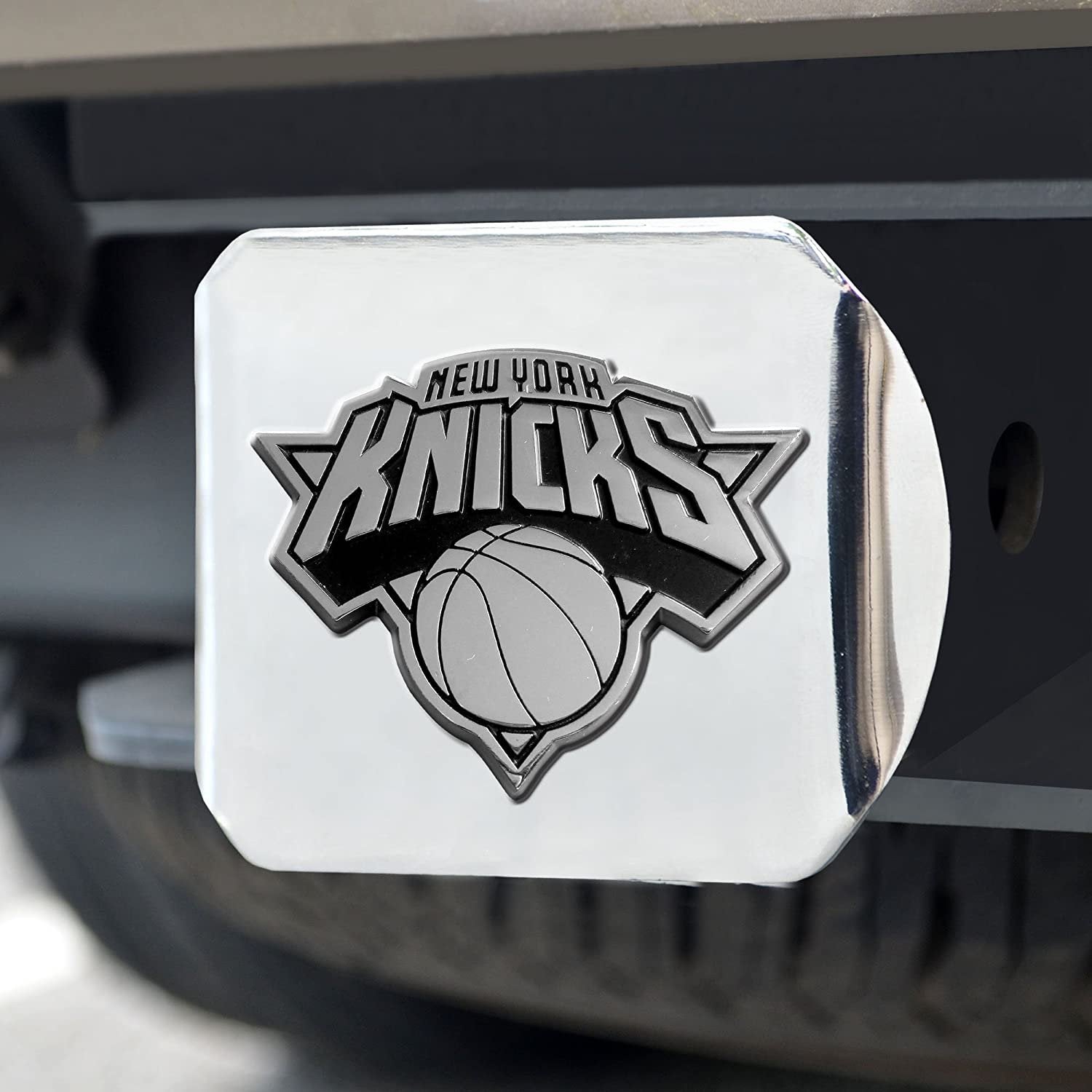 New York Knicks Hitch Cover Solid Metal with Raised Chrome Metal Emblem 2" Square Type III