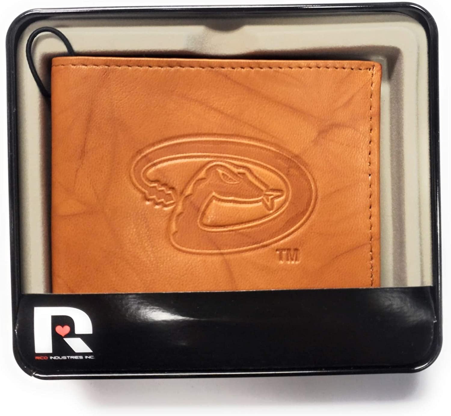 Arizona Diamondbacks Retro Logo Premium Brown Leather Wallet, Bifold Billfold, Embossed Laser Engraved