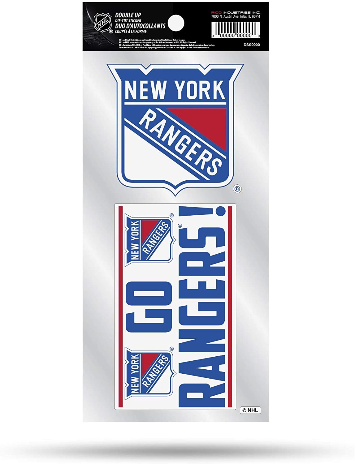 New York Rangers Double Up Die Cut 2-Piece Sticker Sheet
