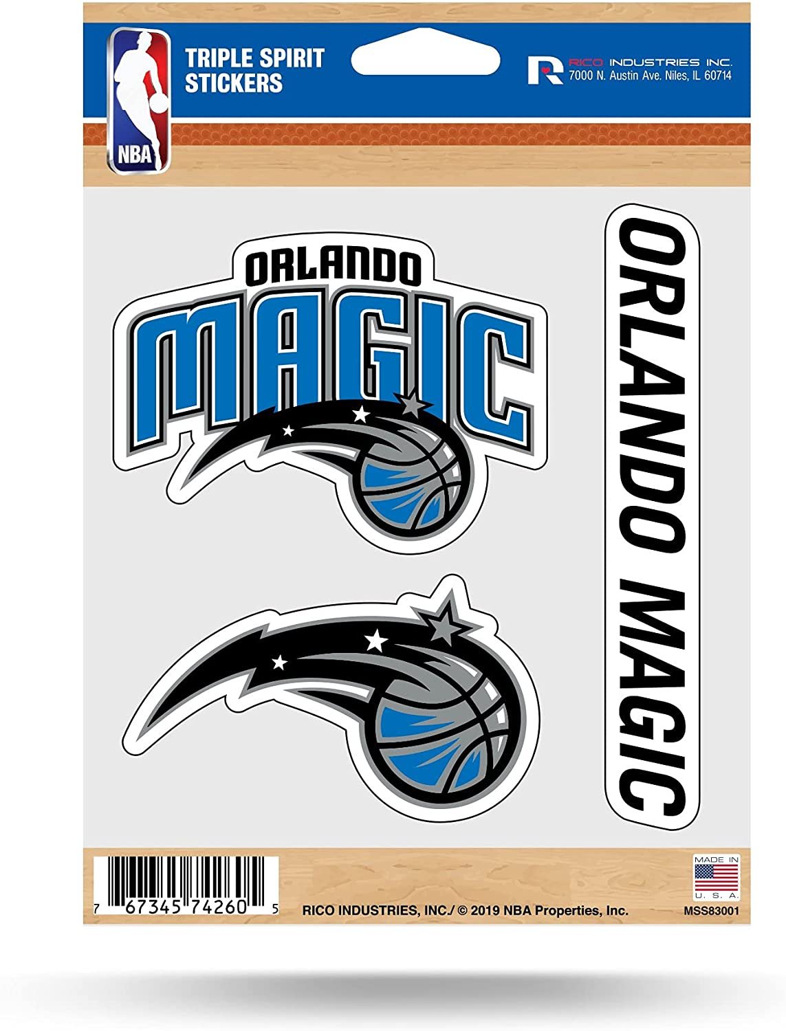 Orlando Magic Triple Sticker Decal Sheet 3-Piece Die Cut