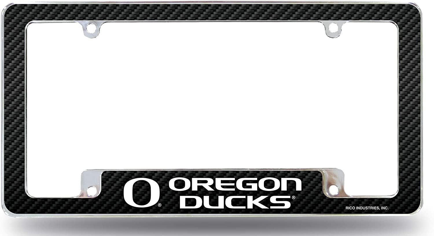 University of Oregon Ducks Metal License Plate Frame Chrome Tag Cover Carbon Fiber Design