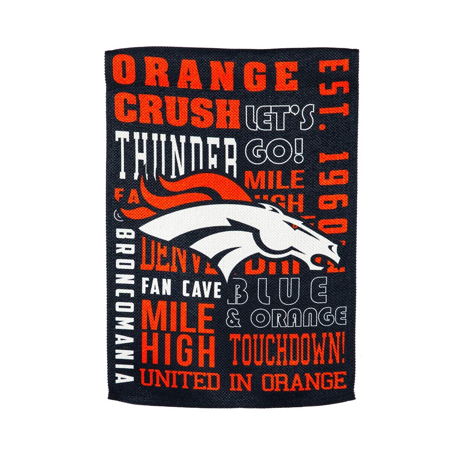 Denver Broncos Premium Double Sided Banner House Flag, Fan Rules Design, 28x44 Inch