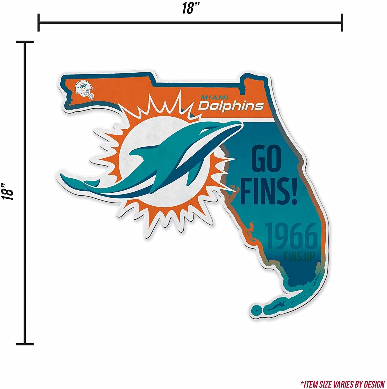 Miami Dolphins Pennant State Shape 18 Inch Soft Felt