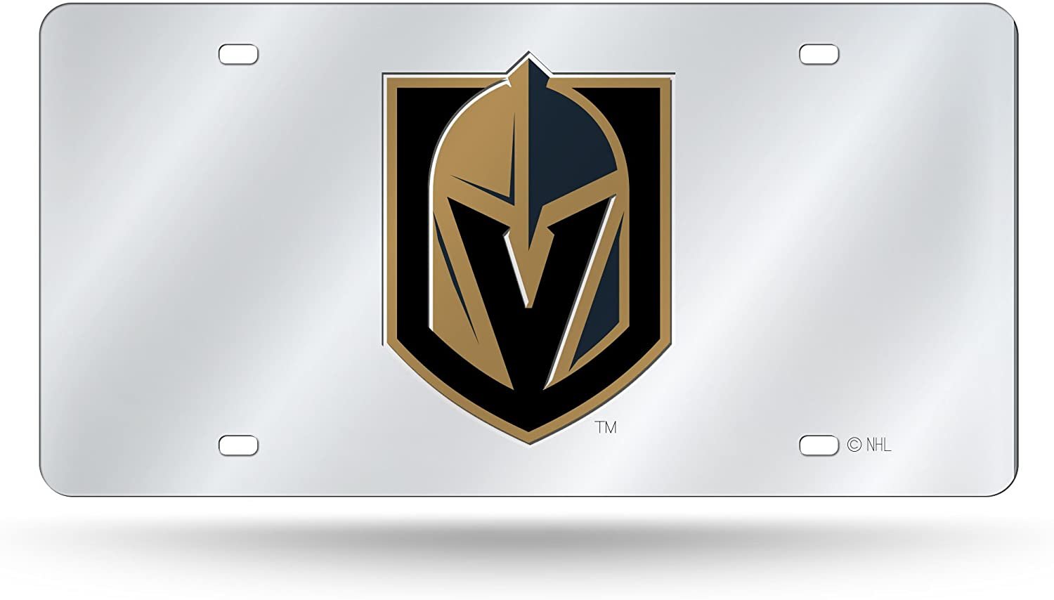 Vegas Golden Knights Premium Laser Cut Tag License Plate, Mirrored Acrylic Inlaid, 12x6 Inch