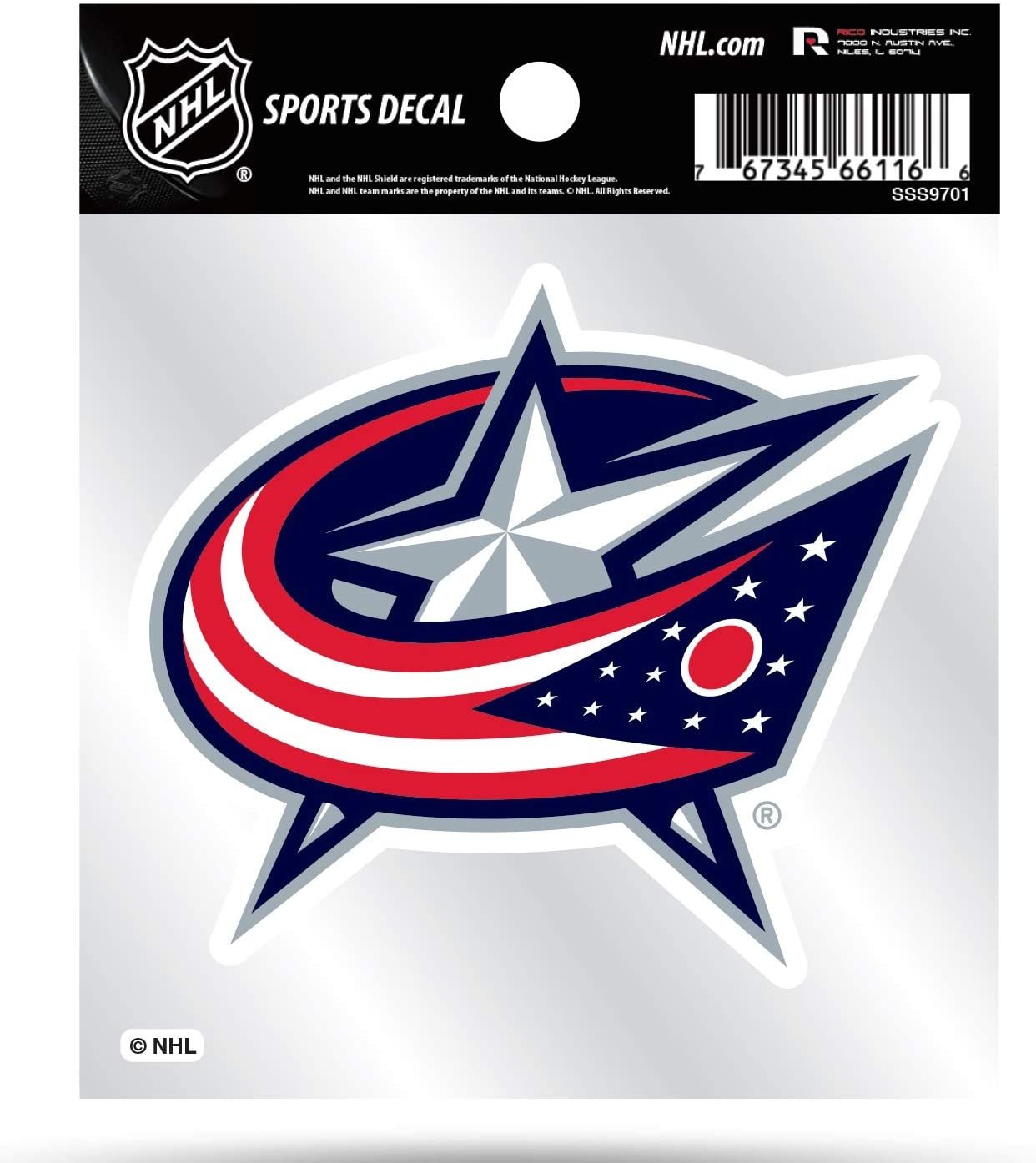 Columbus Blue Jackets 4x4 Inch Die Cut Decal Sticker, Primary Logo, Clear Backing
