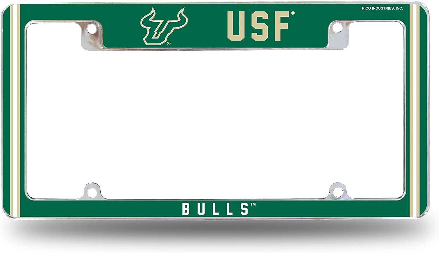 University of South Florida Bulls USF Metal License Plate Frame Chrome Tag Cover Alternate Design 6x12 Inch