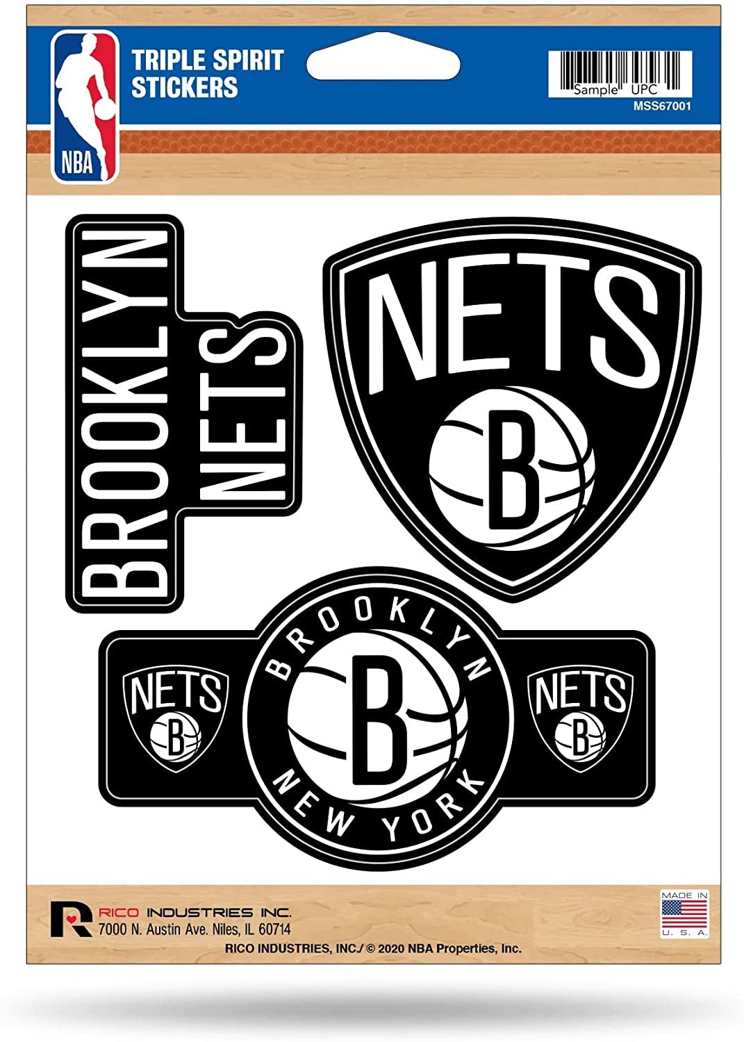Brooklyn Nets Die Cut 3-Piece Triple Spirit Sticker Sheet