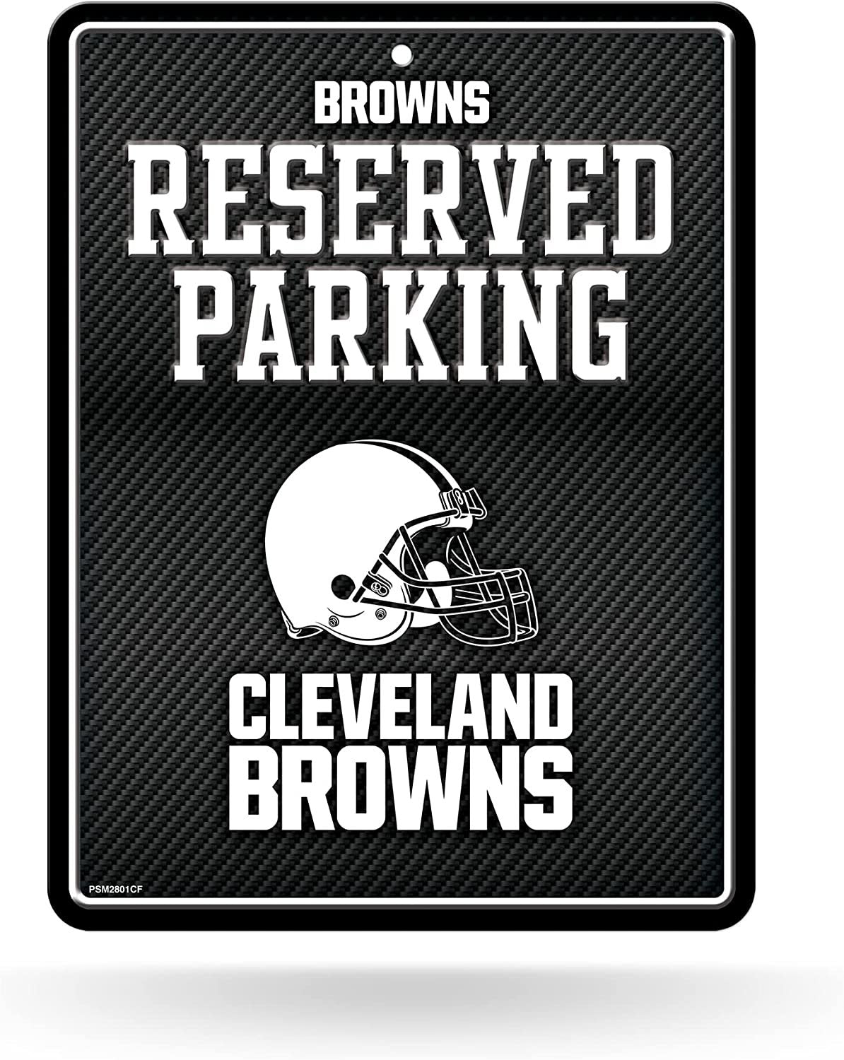 Cleveland Browns Metal Parking Novelty Wall Sign 8.5 x 11 Inch Carbon Fiber Design