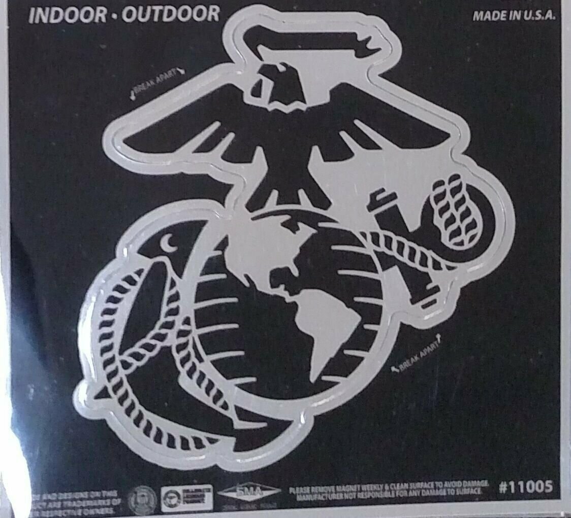 U.S. Marines 6 Inch Decal Sticker, Metallic Chrome Shimmer Design, United States Military