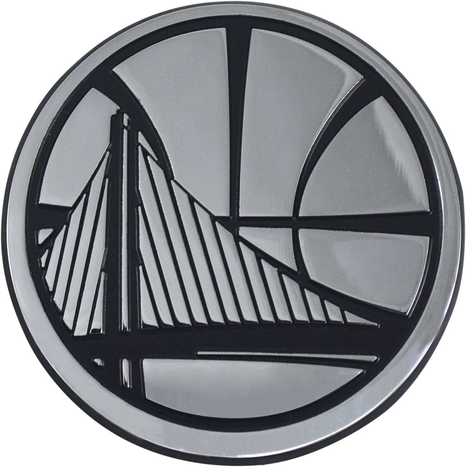 Golden State Warriors Solid Metal Chrome Auto Emblem Decal Raised Adhesive Backing